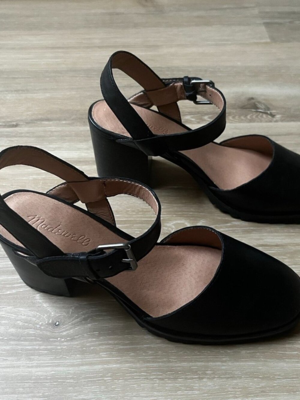 Madewell The Claudie Leather Mary Janes Lugsole Heels Black - Picture 2 of 8